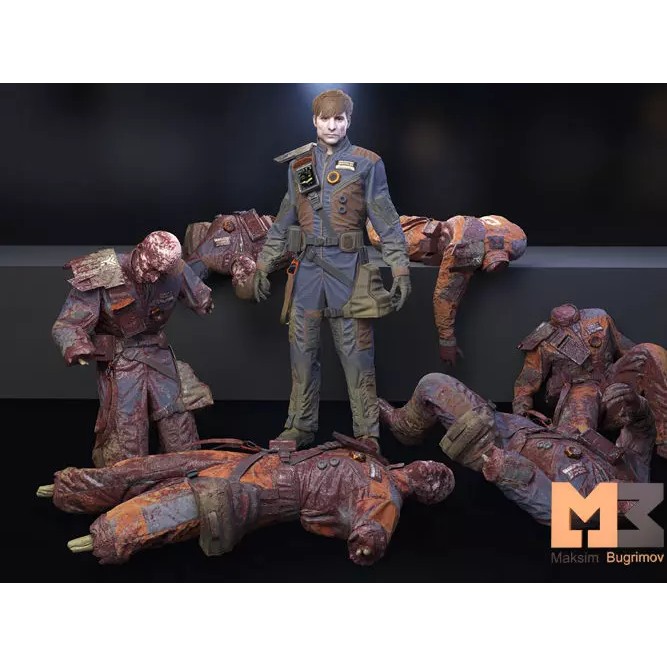 Sci-Fi Worker 3D Model – Low Poly Rigged Character, FBX - View 2