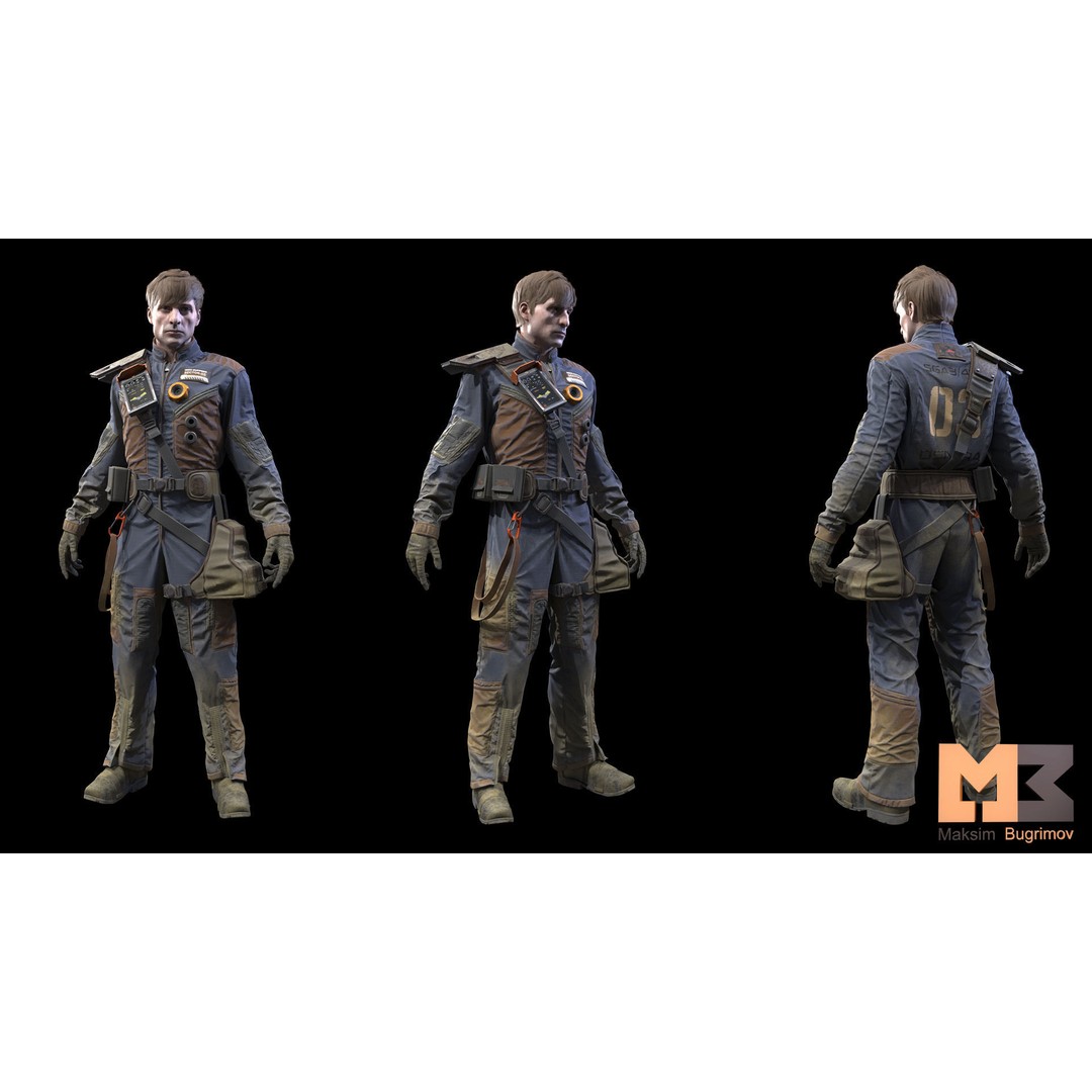 Sci-Fi Worker 3D Model – Low Poly Rigged Character, FBX - View 3