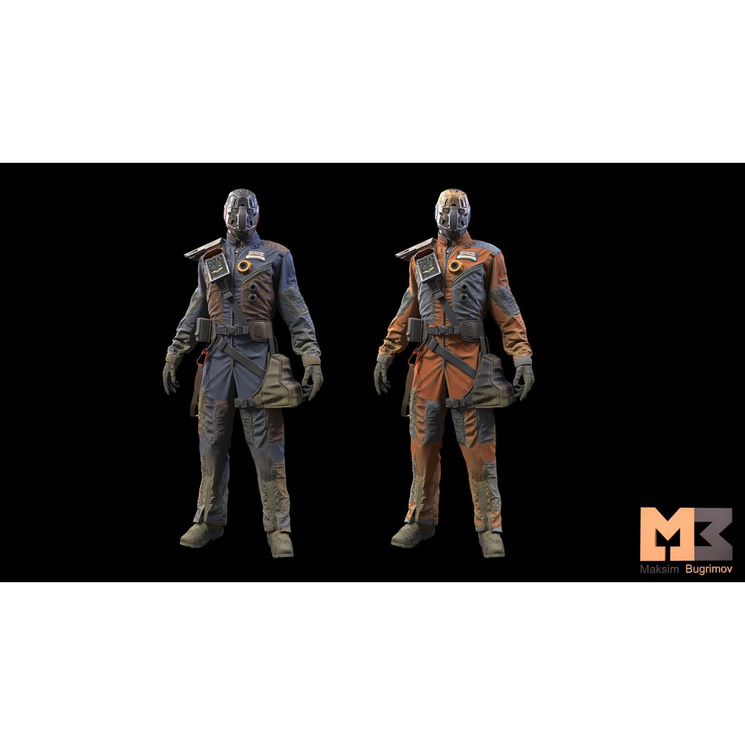 Sci-Fi Worker 3D Model – Low Poly Rigged Character, FBX - View 4