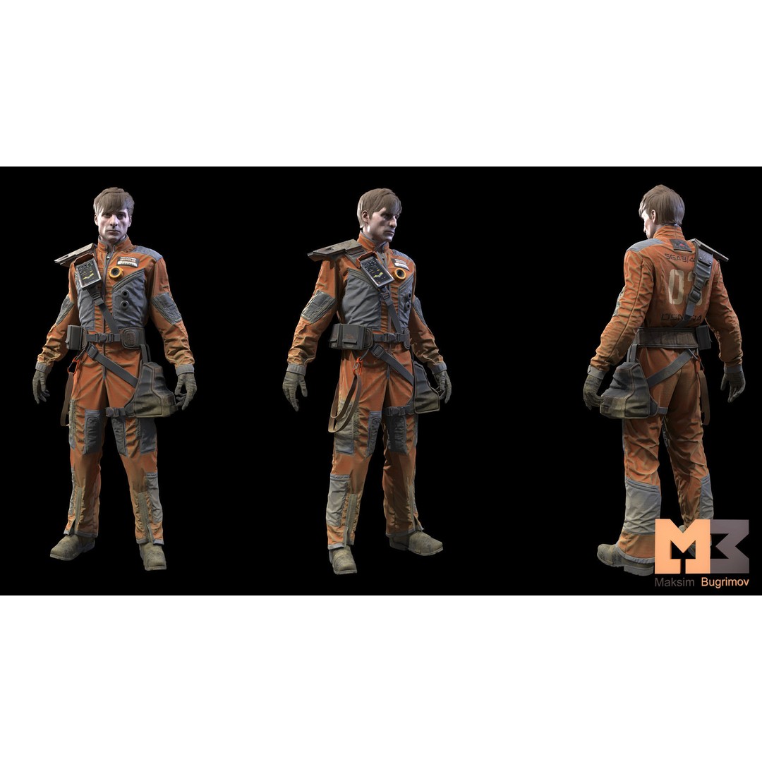 Sci-Fi Worker 3D Model – Low Poly Rigged Character, FBX - View 5
