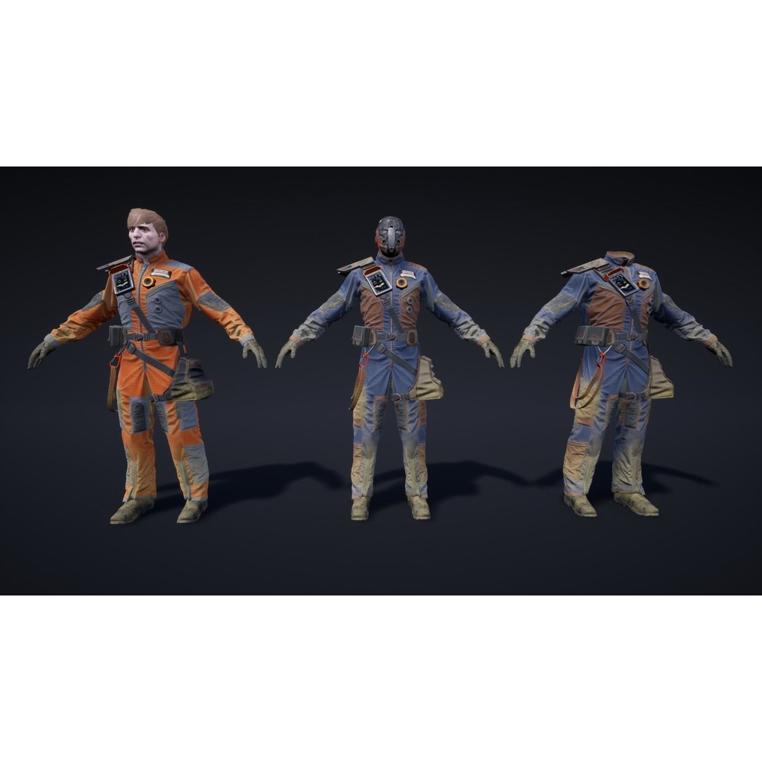 Sci-Fi Worker 3D Model – Low Poly Rigged Character, FBX - View 9