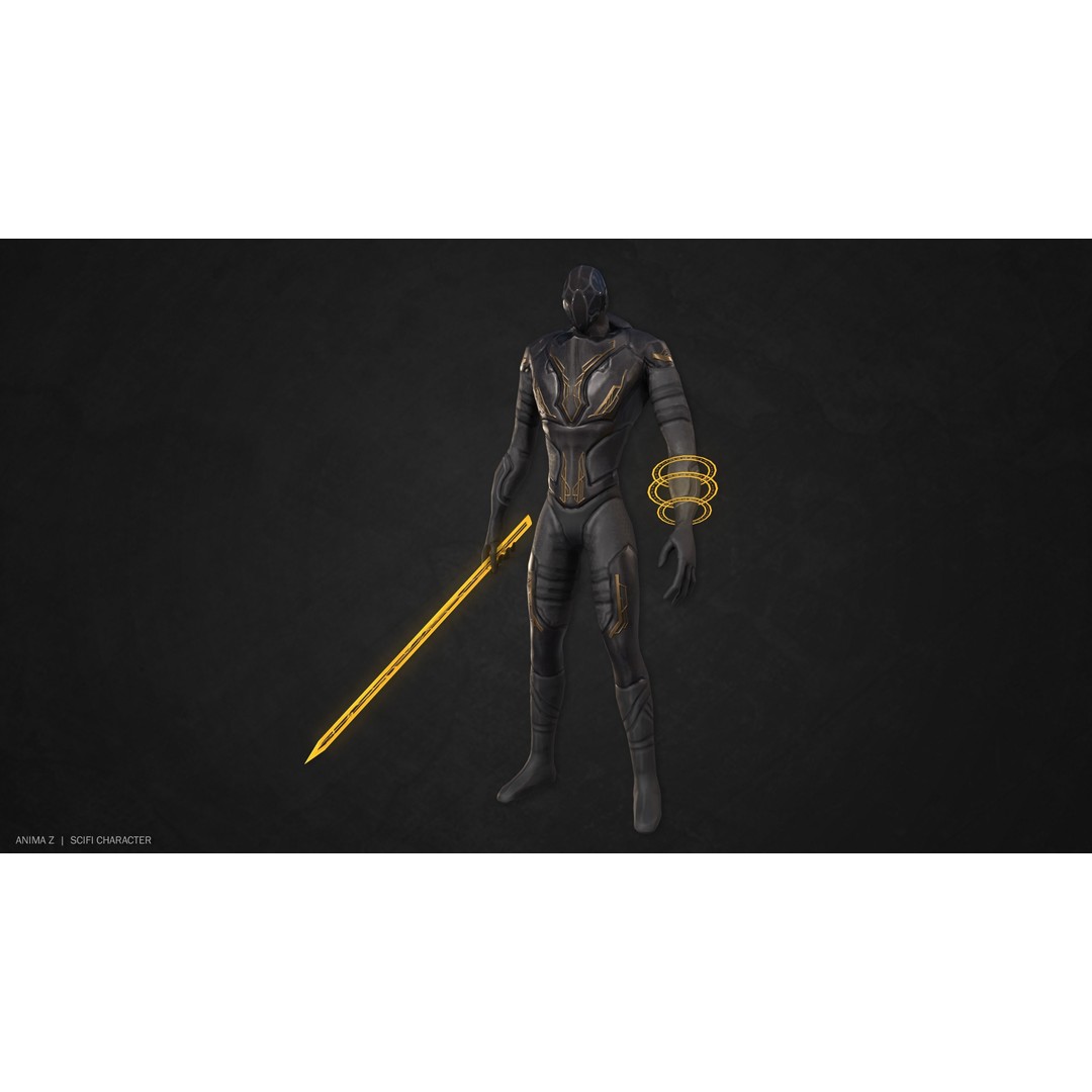 Sci-Fi Character 3D Model – Low Poly Game Asset, FBX & OBJ Formats - View 10