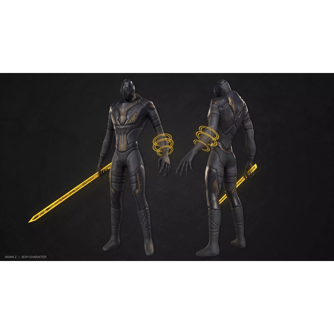 Sci-Fi Character 3D Model – Low Poly Game Asset, FBX & OBJ Formats - View 2
