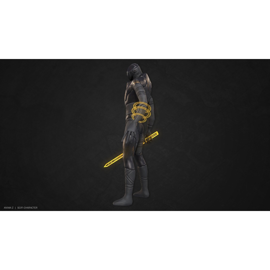 Sci-Fi Character 3D Model – Low Poly Game Asset, FBX & OBJ Formats - View 3