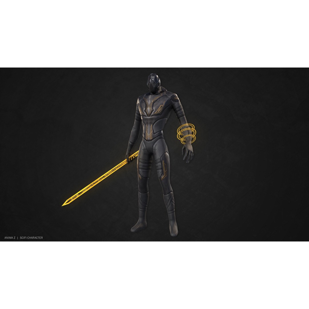 Sci-Fi Character 3D Model – Low Poly Game Asset, FBX & OBJ Formats - View 6