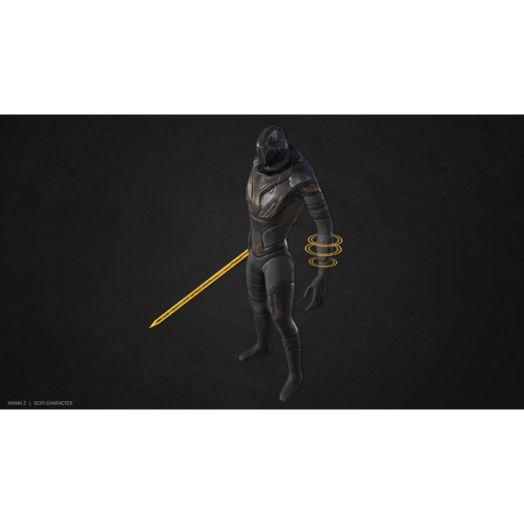 Sci-Fi Character 3D Model – Low Poly Game Asset, FBX & OBJ Formats - View 8