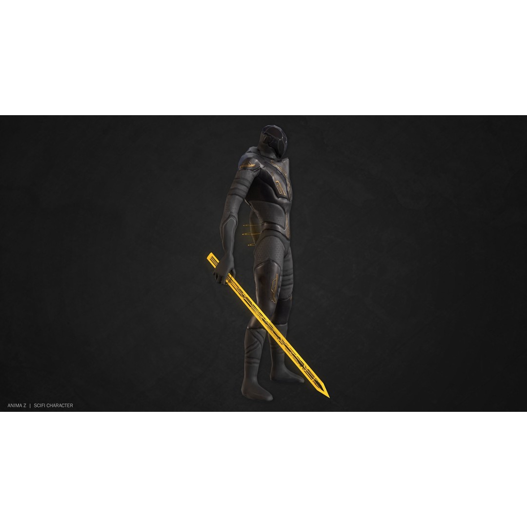 Sci-Fi Character 3D Model – Low Poly Game Asset, FBX & OBJ Formats - View 9