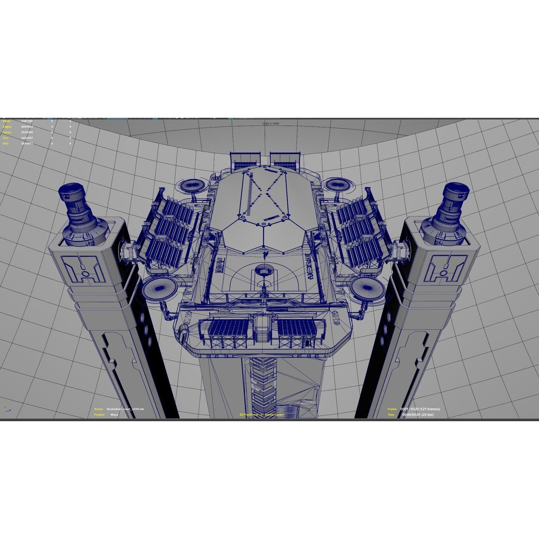Futuristic Basketball Court 3D Model – Sci-Fi Space Asset, PBR Textures