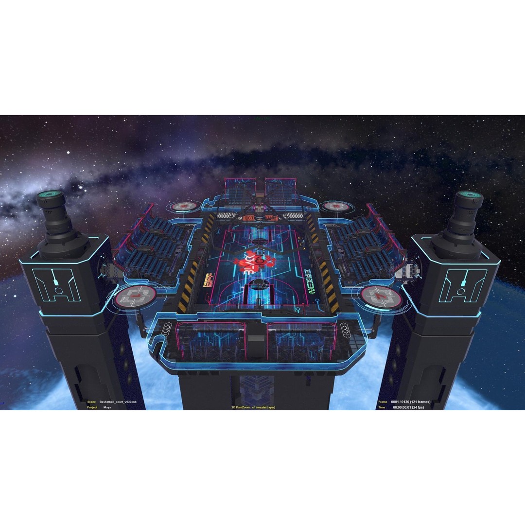 Futuristic Basketball Court 3D Model – Sci-Fi Space Asset, PBR Textures - View 13