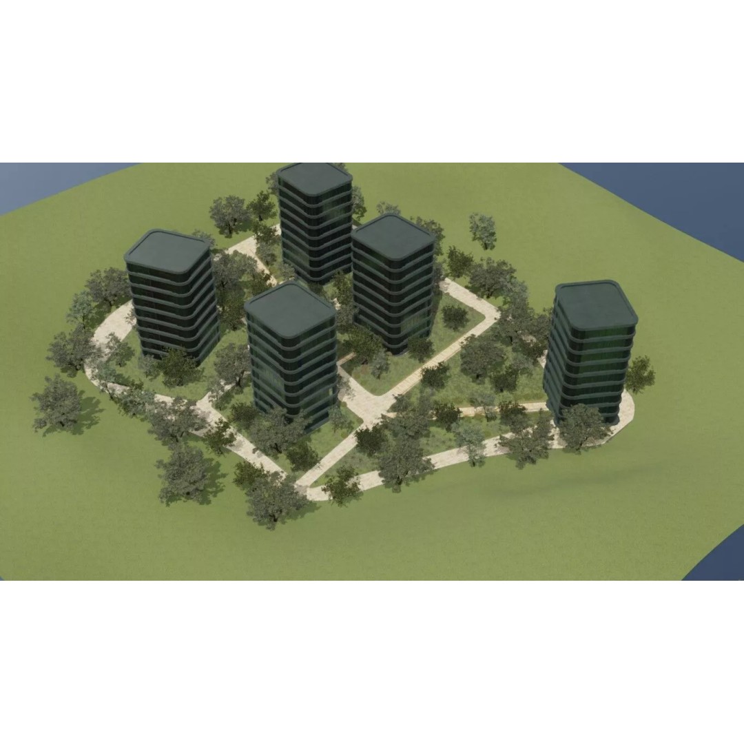 Urban Green Space 3D Model – Realistic Cityscape Environment, Blender