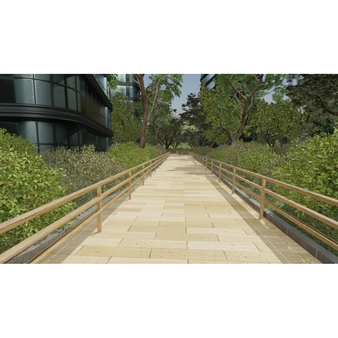 Urban Green Space 3D Model – Realistic Cityscape Environment, Blender - View 2