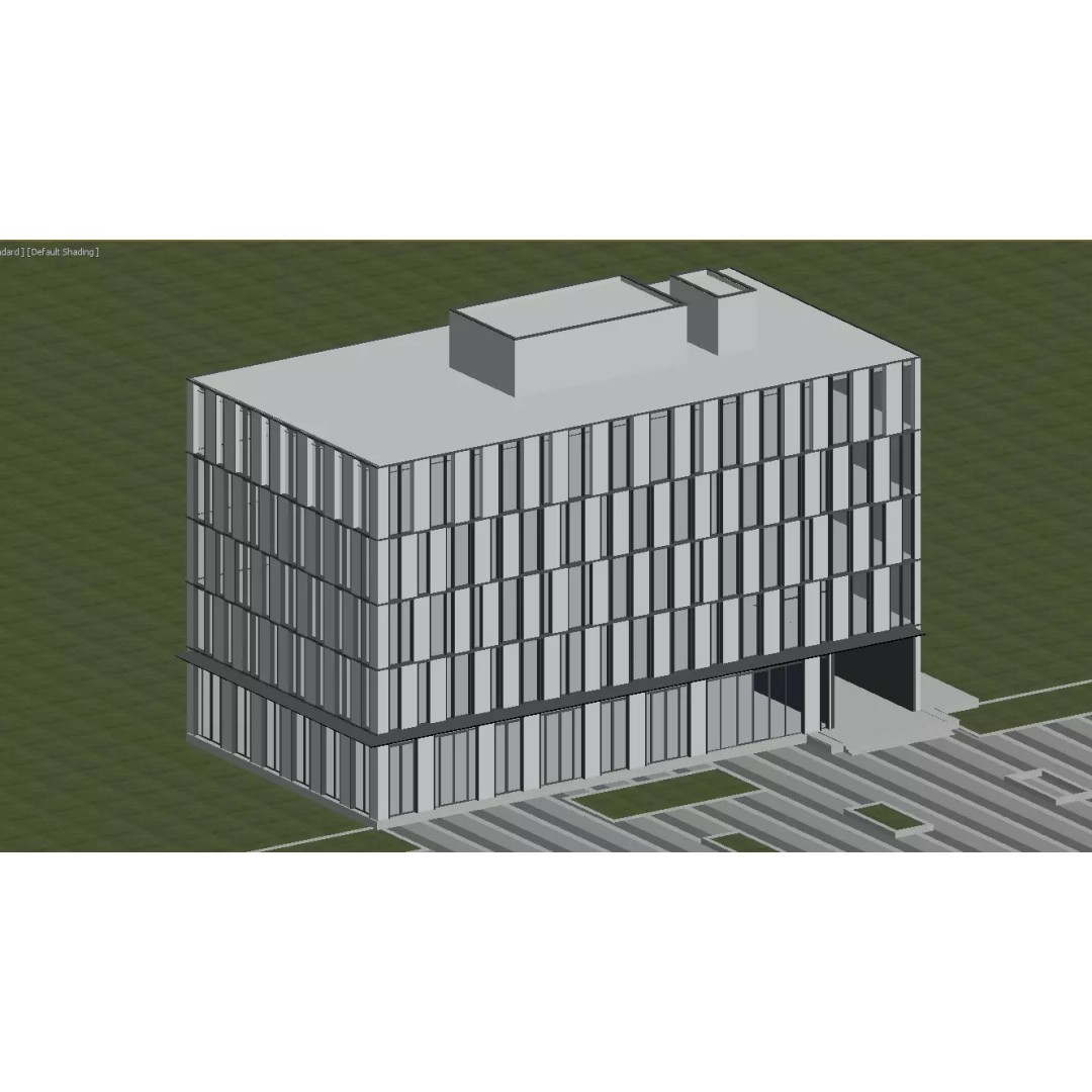 Modern Office Building 3D Model – Minimalist Design, FBX & PBR Textures - View 3