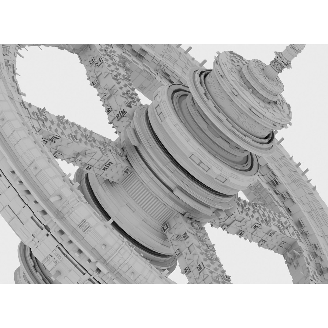 Futuristic Space Station 3D Model – High-Tech Space Base, FBX, OBJ - View 10