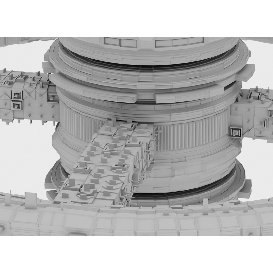 Futuristic Space Station 3D Model – High-Tech Space Base, FBX, OBJ - View 11