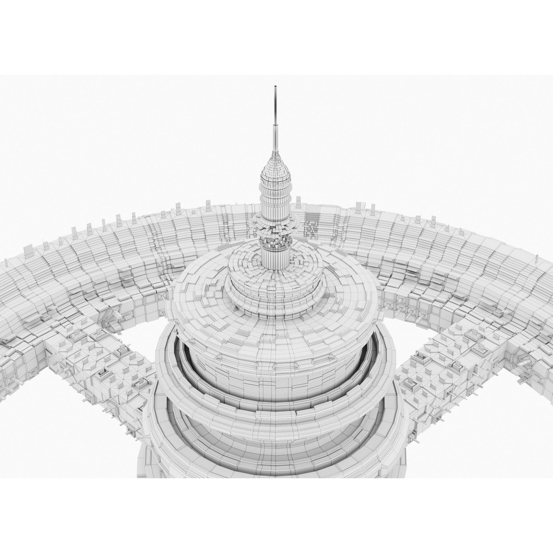 Futuristic Space Station 3D Model – High-Tech Space Base, FBX, OBJ - View 16