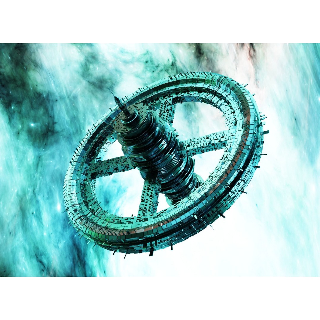Futuristic Space Station 3D Model – High-Tech Space Base, FBX, OBJ - View 3