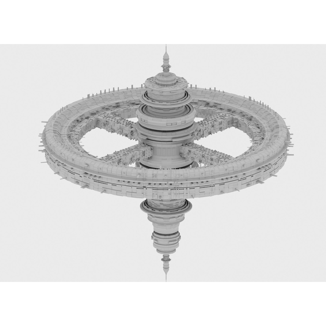 Futuristic Space Station 3D Model – High-Tech Space Base, FBX, OBJ - View 4