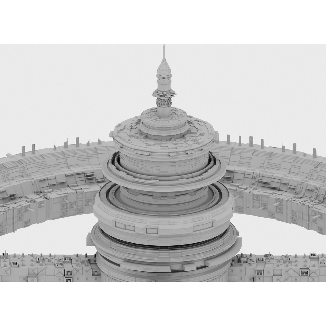 Futuristic Space Station 3D Model – High-Tech Space Base, FBX, OBJ - View 5