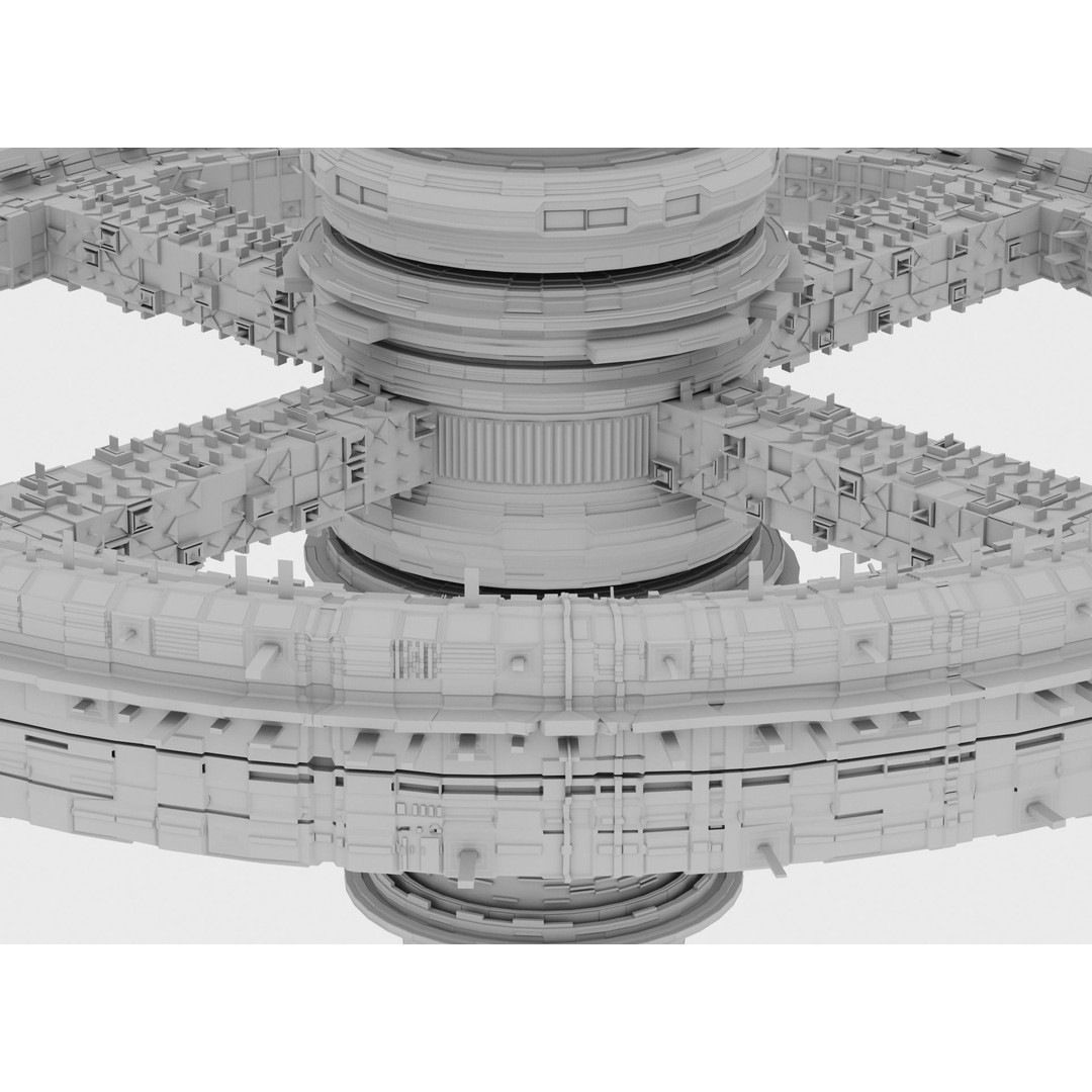 Futuristic Space Station 3D Model – High-Tech Space Base, FBX, OBJ - View 6