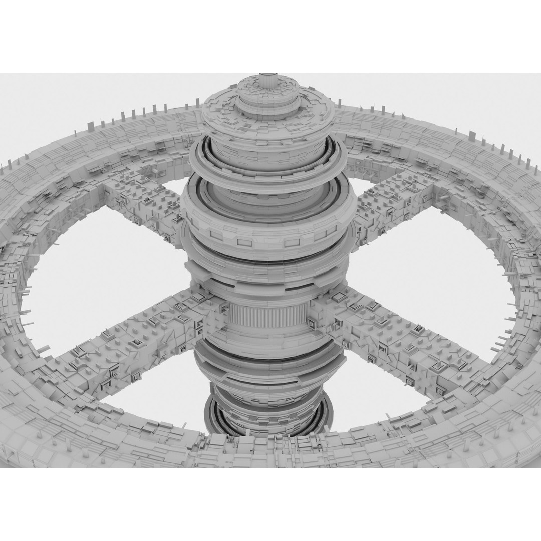 Futuristic Space Station 3D Model – High-Tech Space Base, FBX, OBJ - View 7