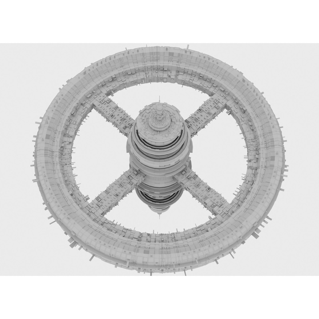 Futuristic Space Station 3D Model – High-Tech Space Base, FBX, OBJ - View 8