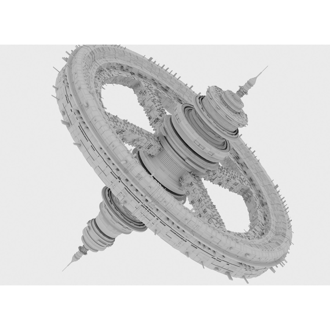 Futuristic Space Station 3D Model – High-Tech Space Base, FBX, OBJ - View 9