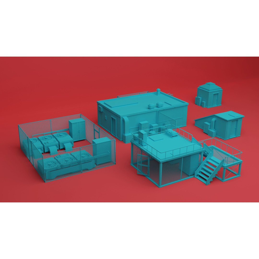 Sci-Fi Rooftops 3D Model – Detailed Kitbash Collection, Blender, FBX, OBJ - View 12