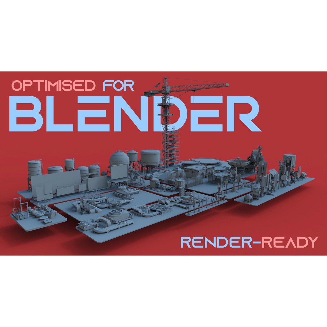 Sci-Fi Rooftops 3D Model – Detailed Kitbash Collection, Blender, FBX, OBJ - View 3