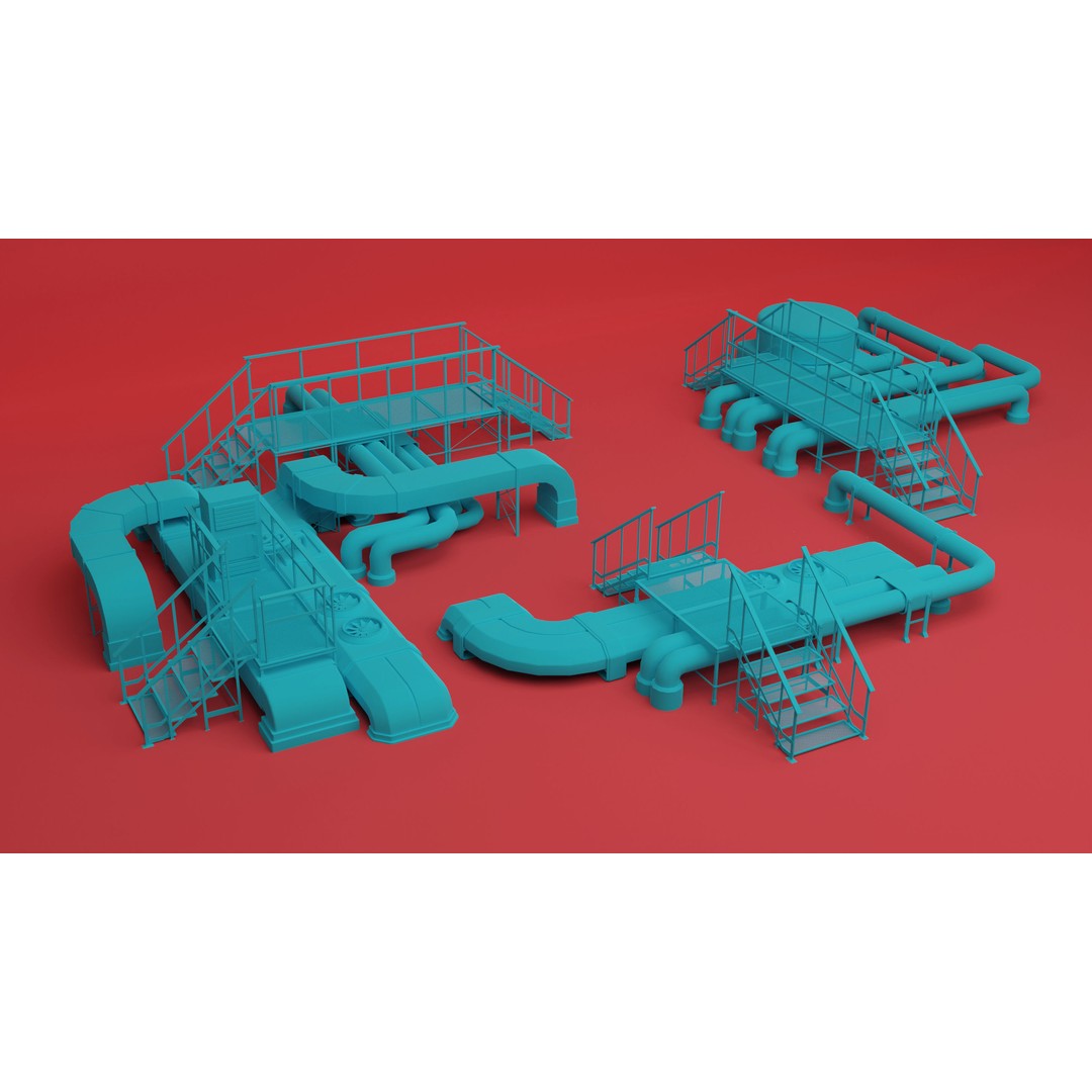 Sci-Fi Rooftops 3D Model – Detailed Kitbash Collection, Blender, FBX, OBJ - View 7