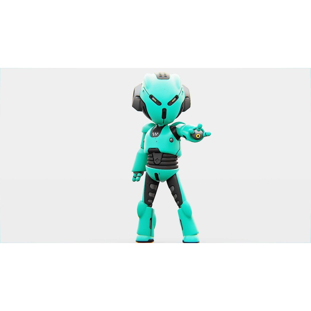 Toon Droid Megalon 3D Model – Rigged Sci-Fi Character, Blender & FBX - View 6