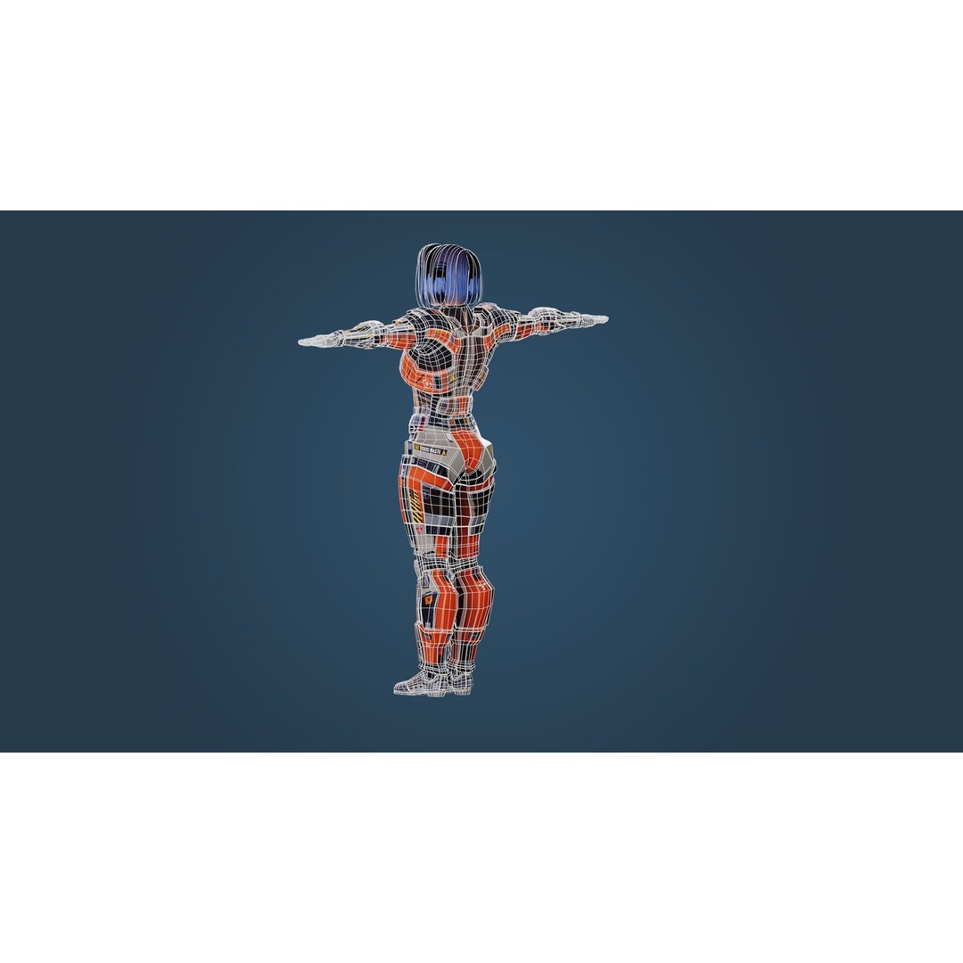 Sci-Fi Girl 3D Model – Low Poly Game-Ready Character, FBX, PBR - View 10