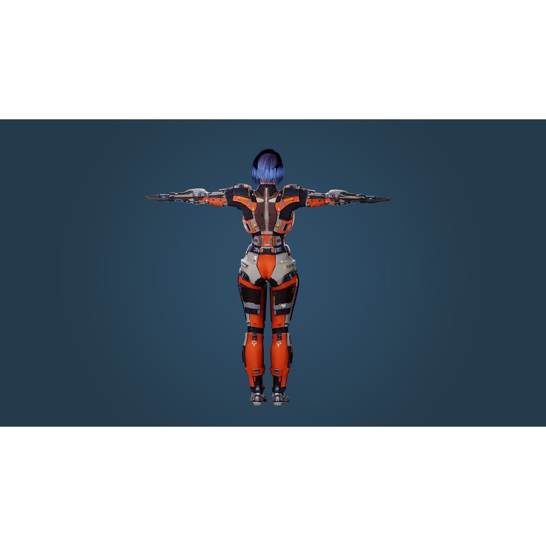 Sci-Fi Girl 3D Model – Low Poly Game-Ready Character, FBX, PBR - View 11
