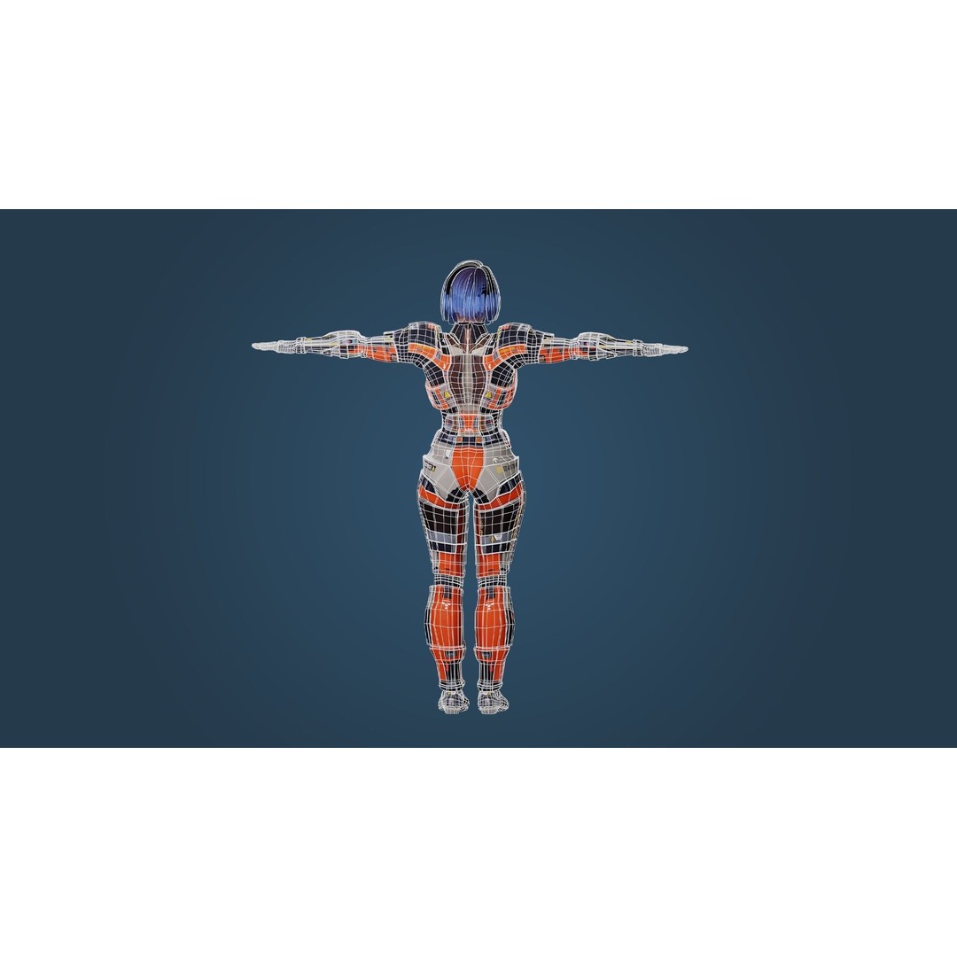 Sci-Fi Girl 3D Model – Low Poly Game-Ready Character, FBX, PBR - View 12