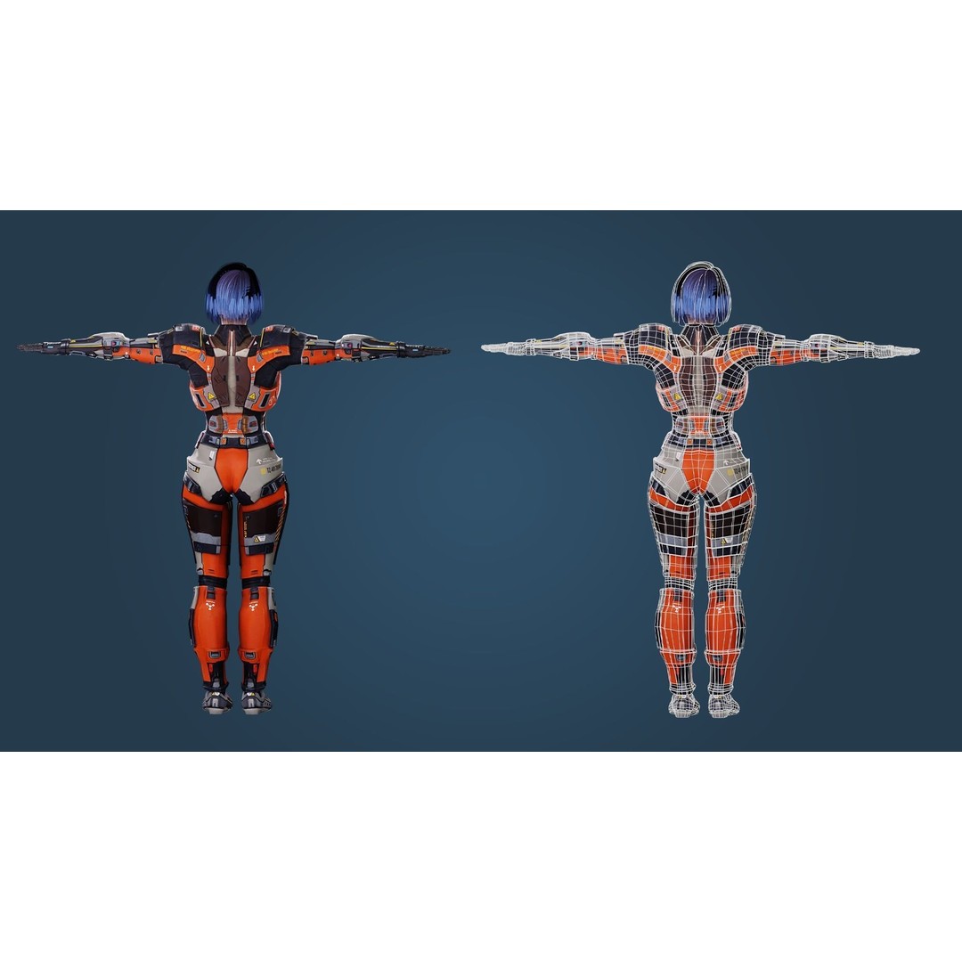 Sci-Fi Girl 3D Model – Low Poly Game-Ready Character, FBX, PBR - View 15