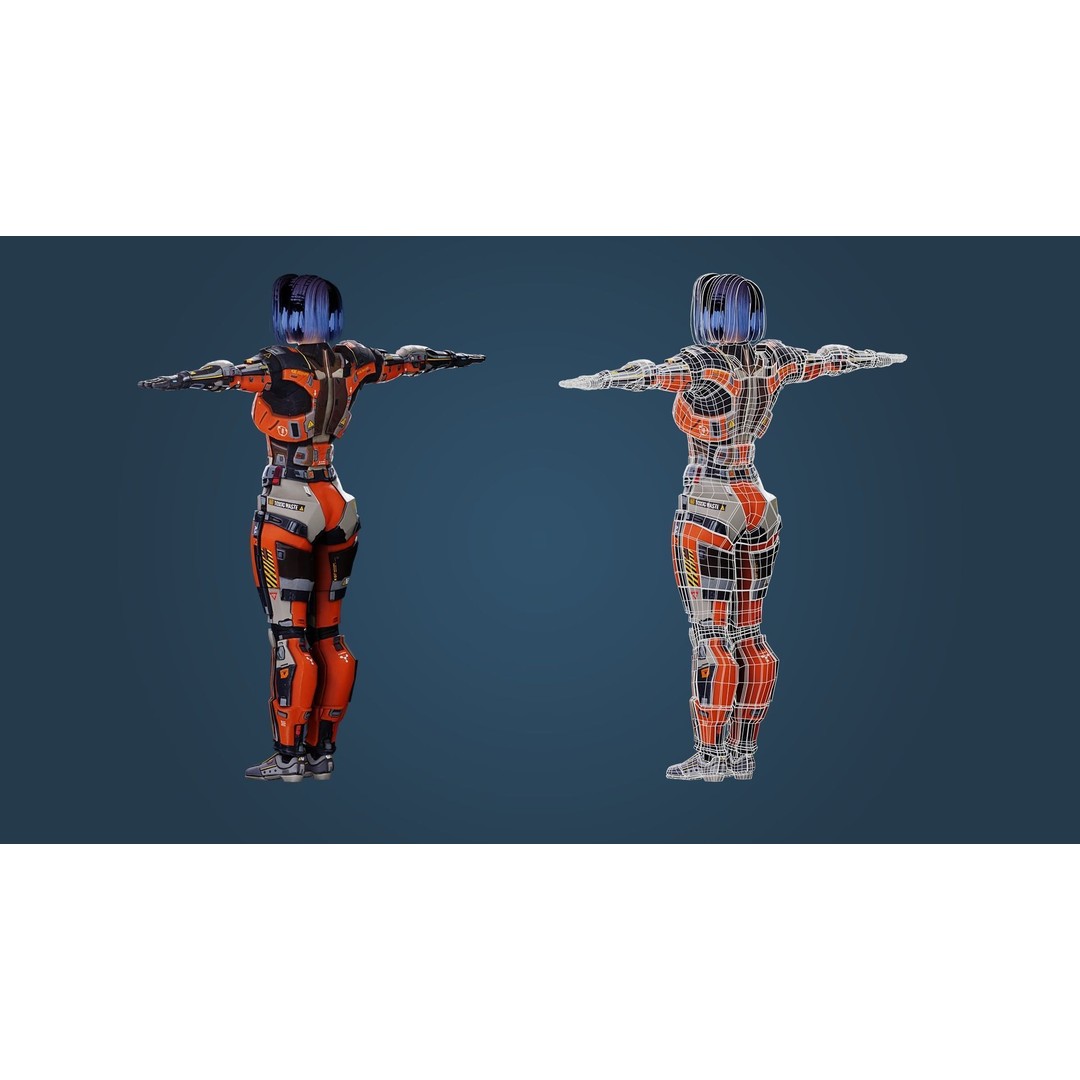 Sci-Fi Girl 3D Model – Low Poly Game-Ready Character, FBX, PBR - View 16