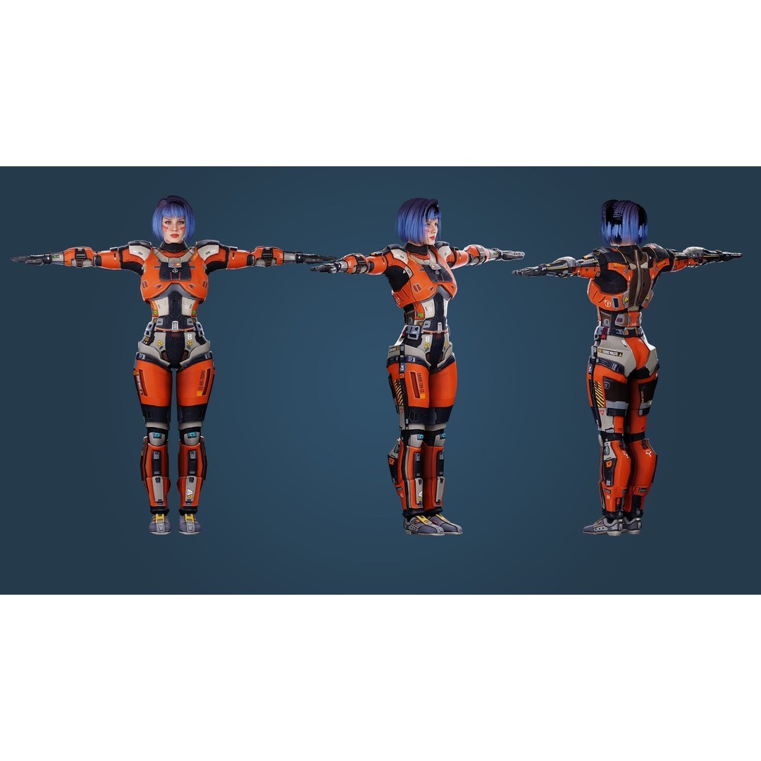 Sci-Fi Girl 3D Model – Low Poly Game-Ready Character, FBX, PBR - View 17
