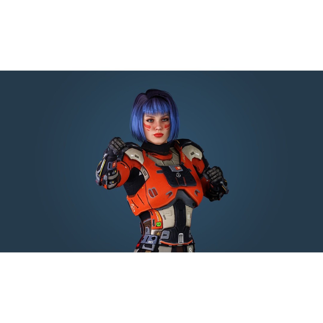Sci-Fi Girl 3D Model – Low Poly Game-Ready Character, FBX, PBR - View 3