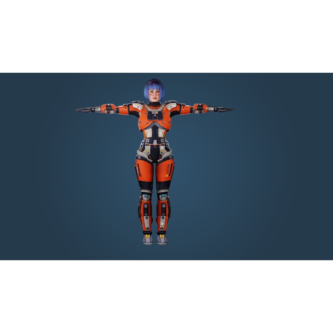 Sci-Fi Girl 3D Model – Low Poly Game-Ready Character, FBX, PBR - View 4