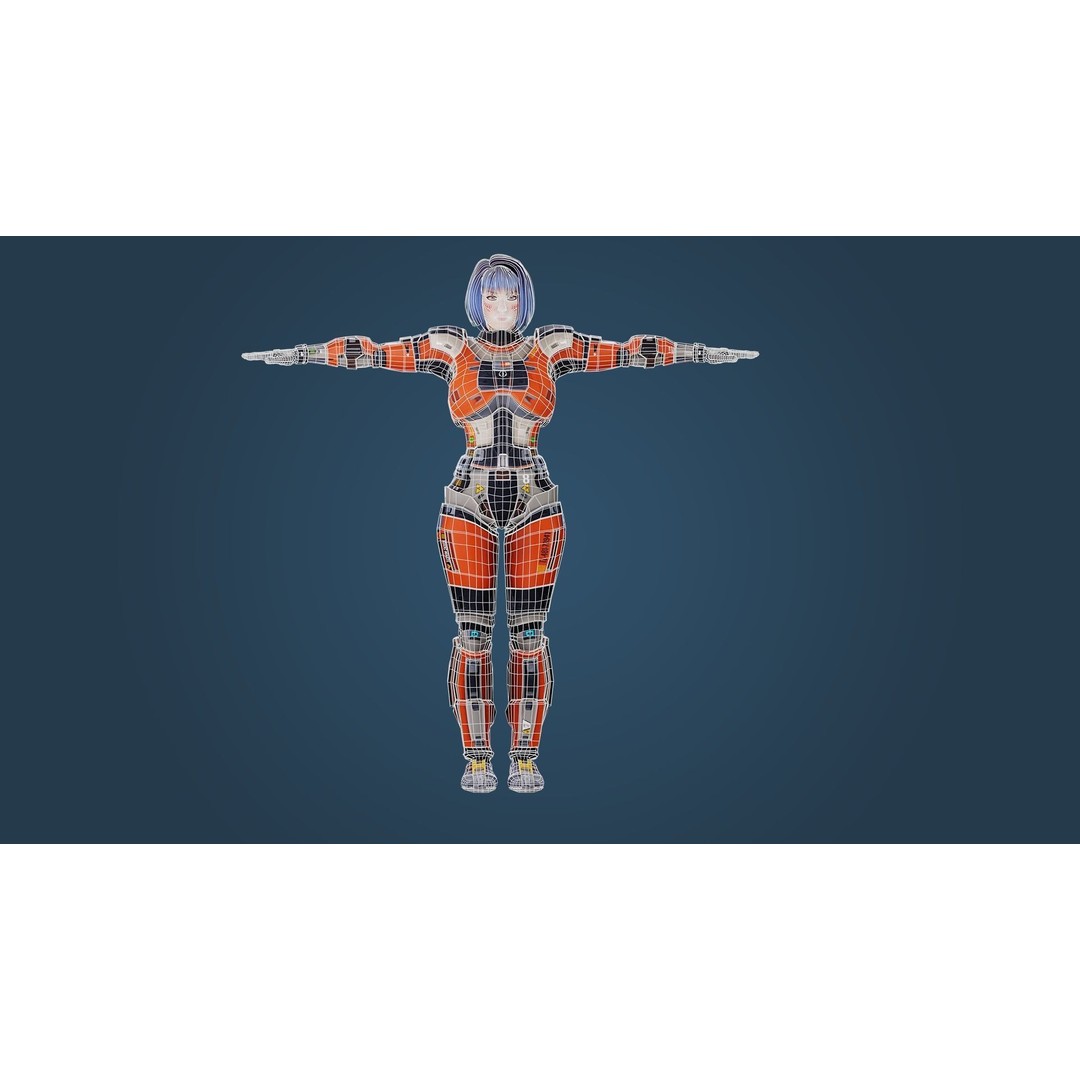 Sci-Fi Girl 3D Model – Low Poly Game-Ready Character, FBX, PBR - View 5