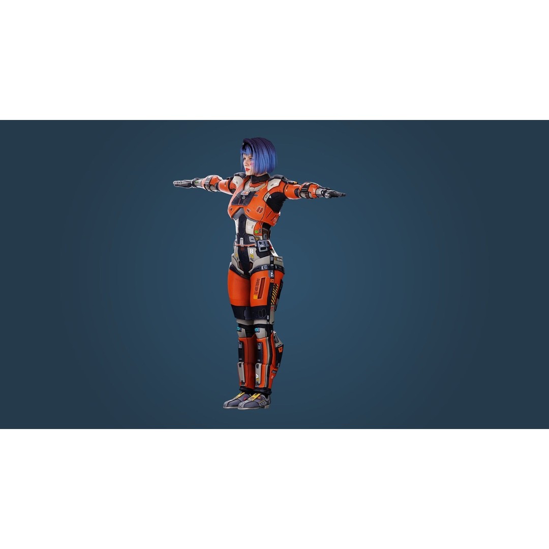 Sci-Fi Girl 3D Model – Low Poly Game-Ready Character, FBX, PBR - View 6