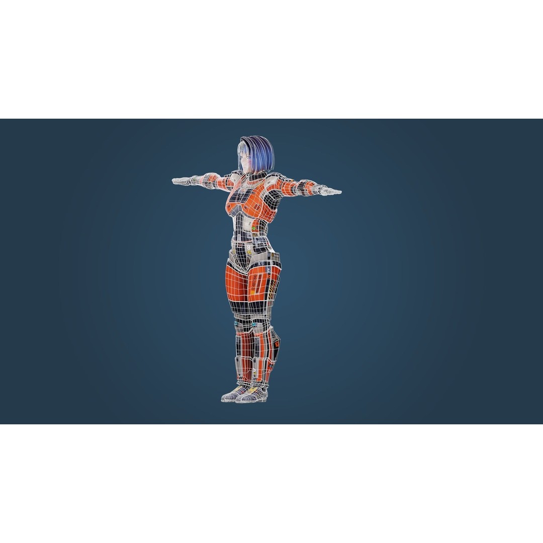 Sci-Fi Girl 3D Model – Low Poly Game-Ready Character, FBX, PBR - View 7