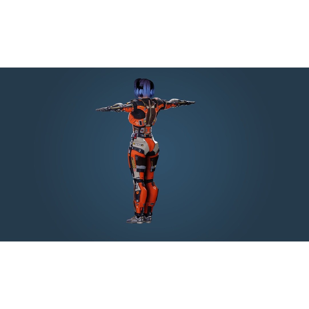Sci-Fi Girl 3D Model – Low Poly Game-Ready Character, FBX, PBR - View 9