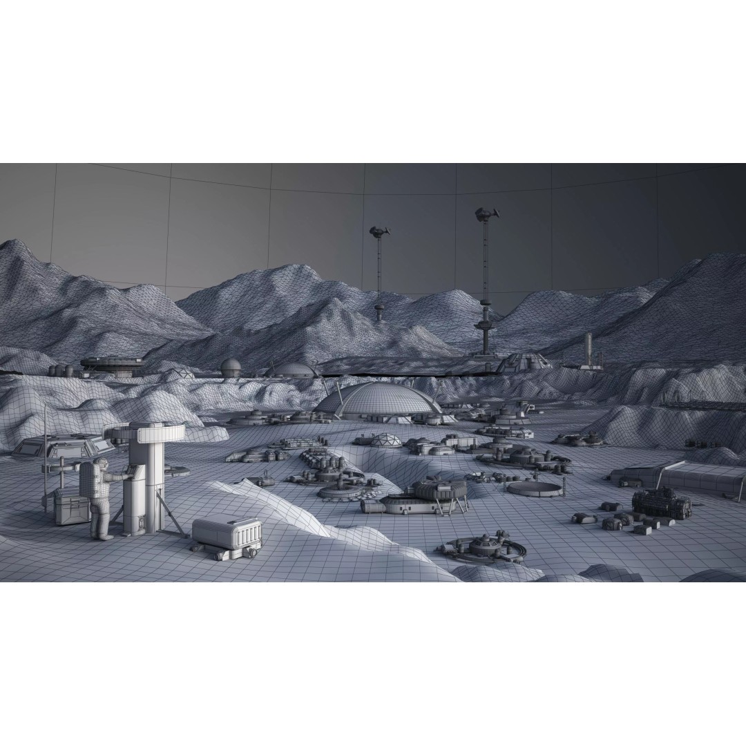 Lunar Base 3D Model – Futuristic Space Habitat, Game Ready, FBX - View 12