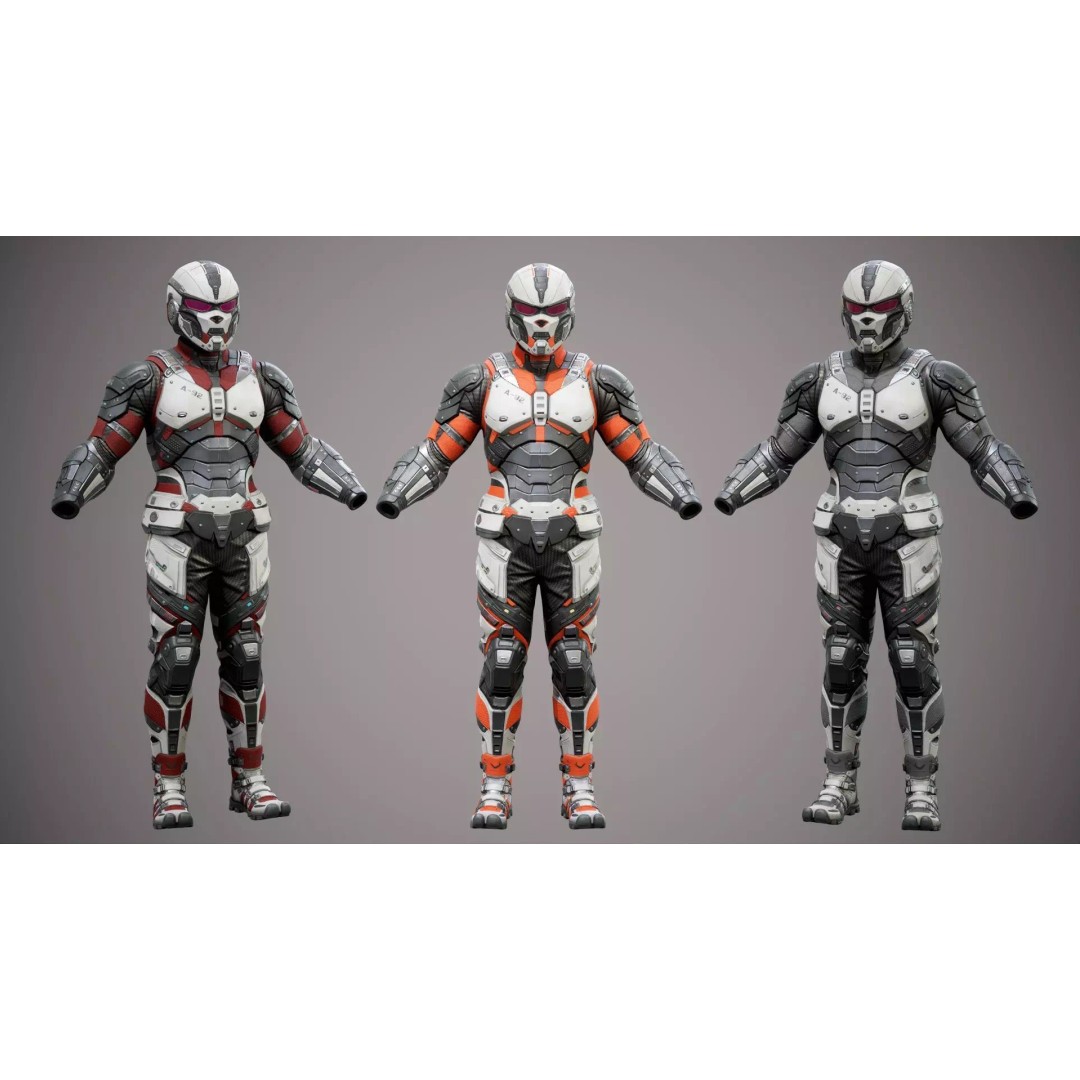 Sci-Fi Military Armor 3D Model – Low Poly Game Ready Outfit, FBX - View 14