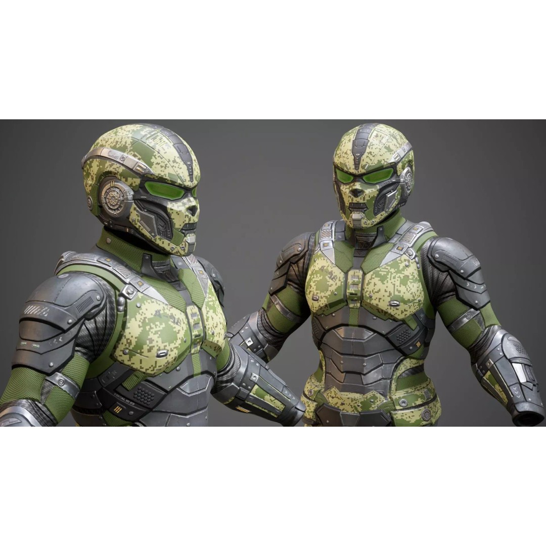 Sci-Fi Military Armor 3D Model – Low Poly Game Ready Outfit, FBX - View 17