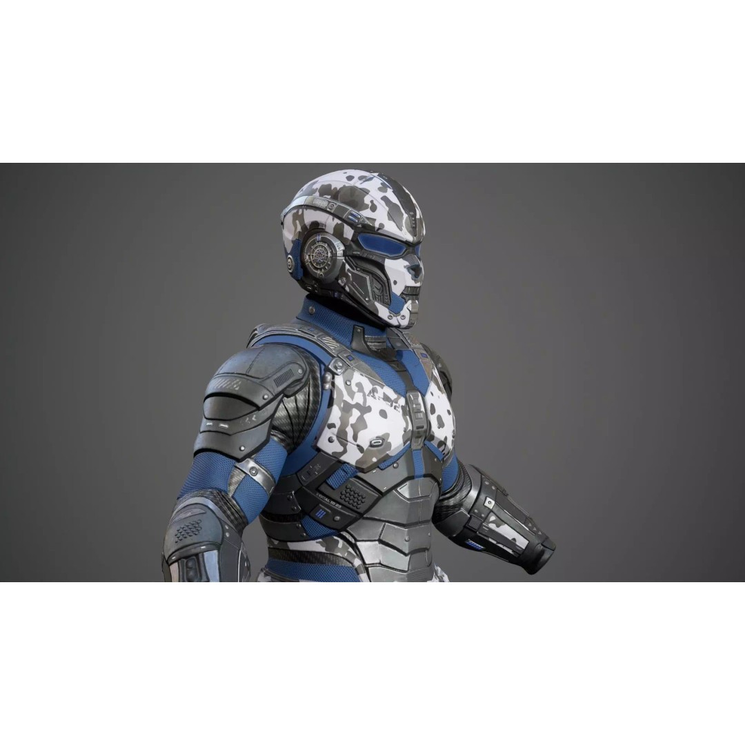 Sci-Fi Military Armor 3D Model – Low Poly Game Ready Outfit, FBX - View 18