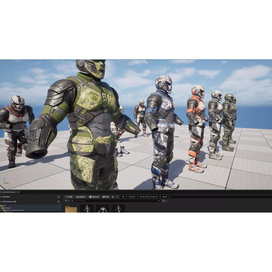 Sci-Fi Military Armor 3D Model – Low Poly Game Ready Outfit, FBX - View 19