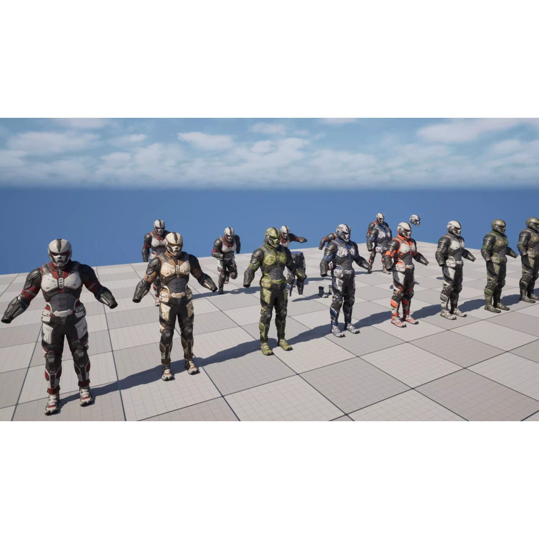 Sci-Fi Military Armor 3D Model – Low Poly Game Ready Outfit, FBX - View 20