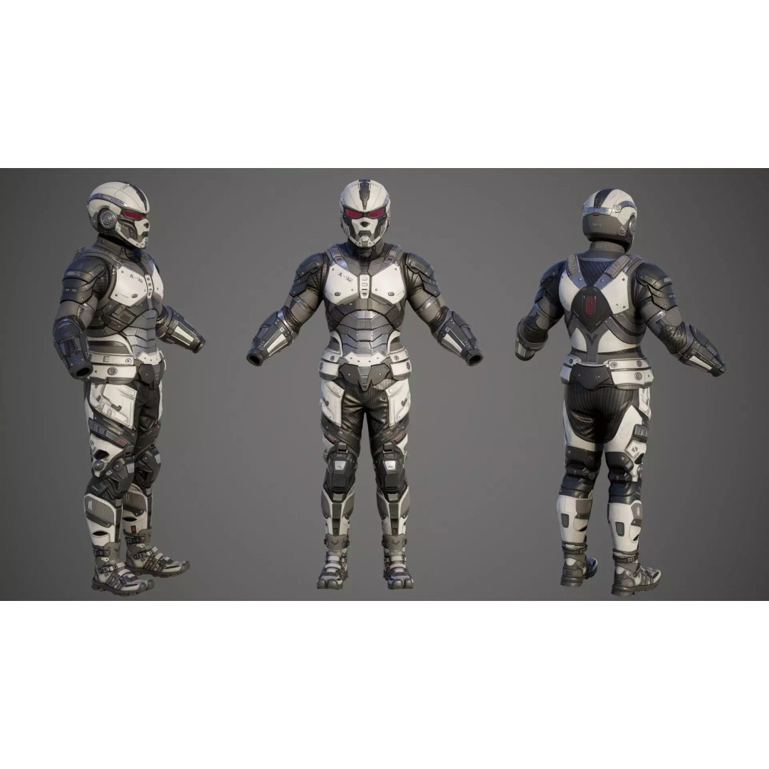 Sci-Fi Military Armor 3D Model – Low Poly Game Ready Outfit, FBX - View 21