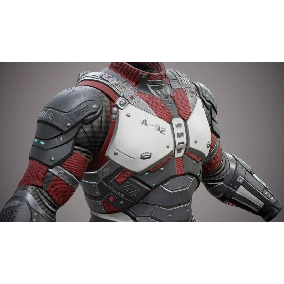 Sci-Fi Military Armor 3D Model – Low Poly Game Ready Outfit, FBX - View 24